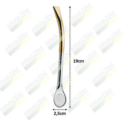 Imagem de Bomba Chimarrão Mate Terere 19cm Latão Cromado Com Biqueira - 319 Taumer