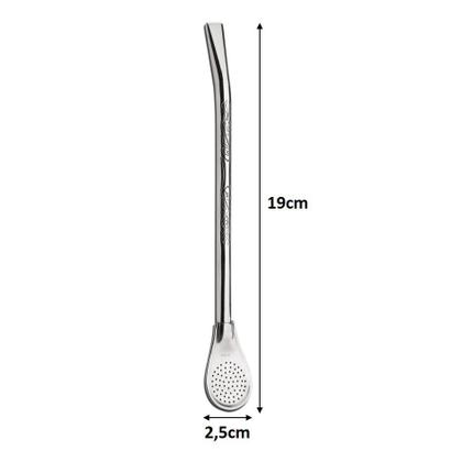 Imagem de Bomba Chimarrão Tererê Inox 19cm Redonda Pera Desenhada 605 - Taumer
