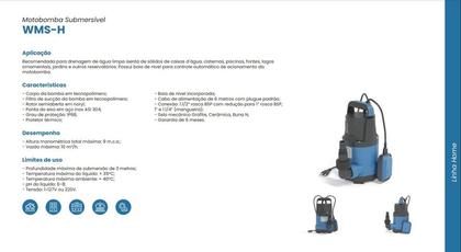 Imagem de Bomba Claw Submersível WMS40H 1/2cv Monofásico 220v