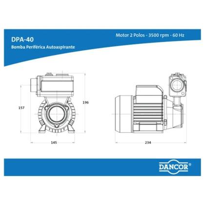 Imagem de Bomba D'Água 1/2 CV Periférica DPA-40 95280005 Bivolt DANCOR