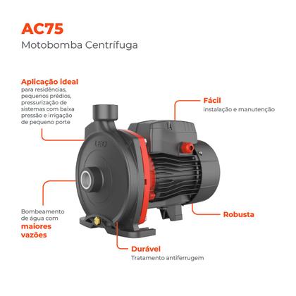 Imagem de Bomba d'água Centrífuga AC75 1,0HP Trif 220/380V - Lepono