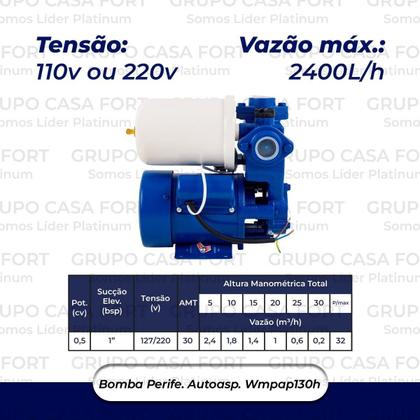 Imagem de Bomba de Agua Pressurizadora Automatizada Wmpap130h 0,5cv Claw - 220v