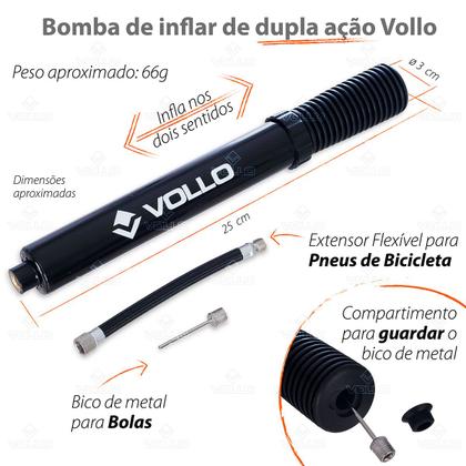 Imagem de Bomba de Ar Acrílico Sistema Dupla Ação Bico Metal Extensor Resistente Vollo