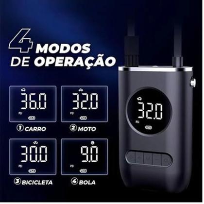 Imagem de Bomba de Ar Eletrica Digital Portatil Encher Pneu Carro Moto Bike Bola Mini Compressor de Ar