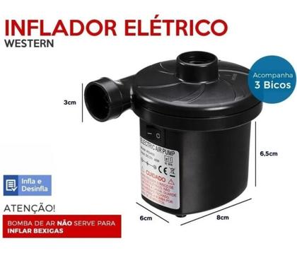 Imagem de Bomba De Ar Elétrica Inflador Inflar Encher Colchão Boia Western