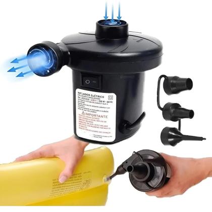 Imagem de Bomba de ar elétrica para colchão barco e infláveis com entrada de acendedor de carro 12v 75w