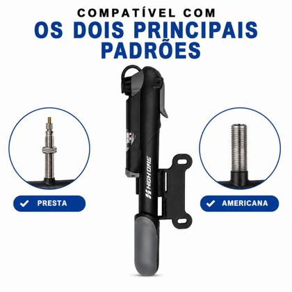 Imagem de Bomba de ar mini portátil bicicleta High One GP61S com manômetro