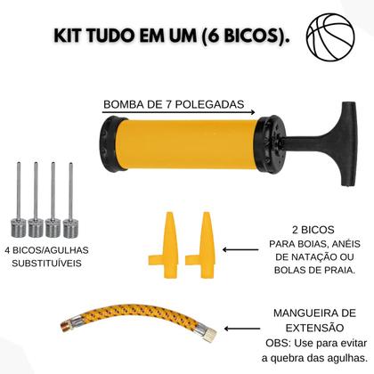 Imagem de Bomba De Ar Para Encher Bola Boias Com 6 Bicos e Mangueira