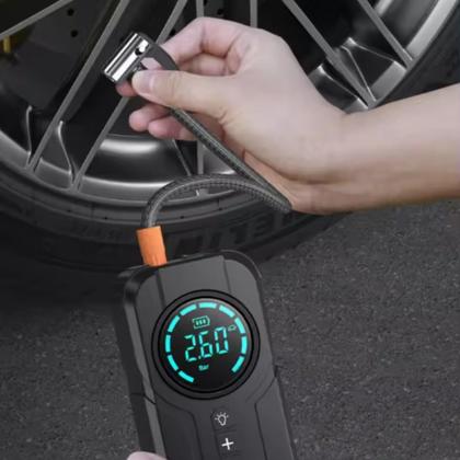 Imagem de Bomba de Ar Portatil Compressor Inflator Multi-função 4 em 1 PowerBank 8kmah Bateria Calibrador de C