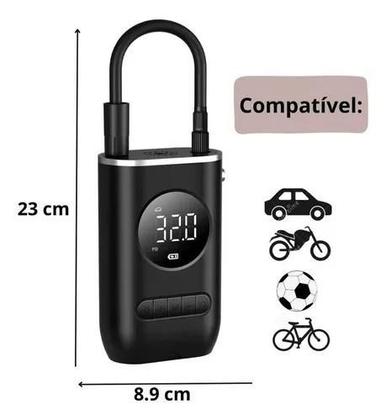 Imagem de Bomba de Ar Portátil para Calibrar Pneus - Cor Preto e Carregamento via USB para Facilidade de Uso