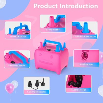Imagem de Bomba de balão elétrica OWill Multipurpose 600W rosa