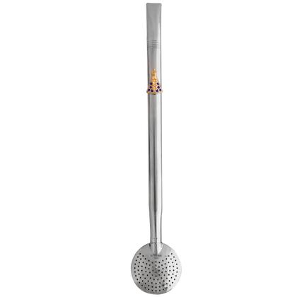 Imagem de Bomba De Chimarrão Tereré Aço Inox 23cm Com Rosca Pingente
