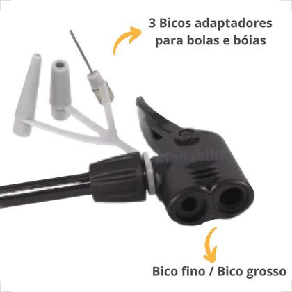 Imagem de Bomba De Encher Pneu Bicicleta Bola Carro Moto 160psi + Chave Multifunções