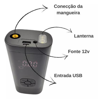 Imagem de Bomba De Encher Pneu Carro Bike Moto Portátil Digital B-tek