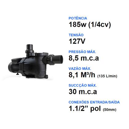 Imagem de Bomba de Piscina 1/4cv Komeco Aquaflow 135 L/min 127v