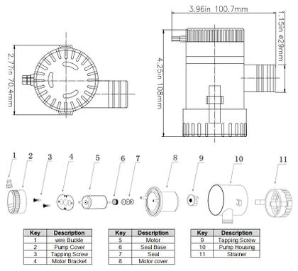 Imagem de Bomba de porão 1100GPH 12V -  SAILINGFLO