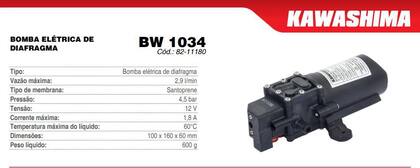 Imagem de Bomba Elétrica de Diafragma 12V 2,9l/min 4,5bar Kawashima