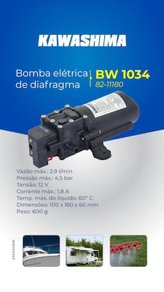 Imagem de Bomba Elétrica de Diafragma 12V 2,9l/min 4,5bar Kawashima