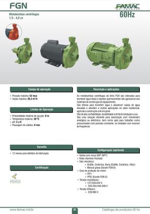 Imagem de Bomba FAMAC Centrifuga FGN-2 150MM 2CV