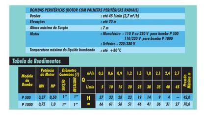 Imagem de Bomba KSB Hydrobloc P 1000 1,0CV 220V Trifásica