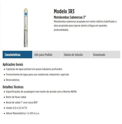 Imagem de Bomba Leão Sub 3" 9 Estágios Recalque 1" Motor 0,5cv 2Fios Monofásico 220v