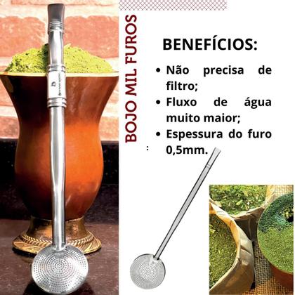 Imagem de Bomba Para Chimarrão de Inox  Com Bojo de 1000 Furos - Elimine a Cestinha