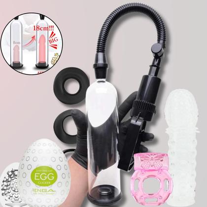 Imagem de Bomba Peniana com Anel Peniano com vibro Kit potencializador Masculino Egg Masturbador Capa Peniana Sexy Import