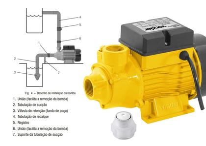 Imagem de Bomba Periférica Motobomba 1/2 Cv Sucção, Poço, Vonder Amarelo 127/220v 60 Hz Monofásica