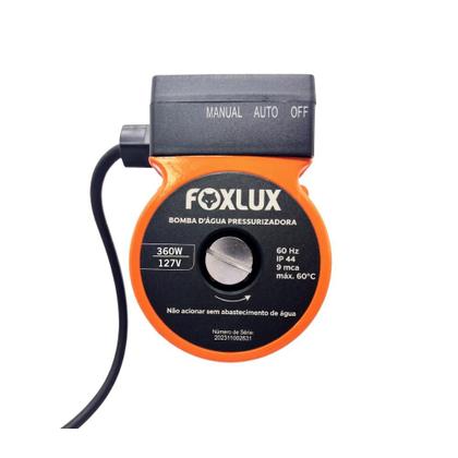 Imagem de Bomba Pressurizadora Foxlux 360W 127V Para Água com Vazão 3.500 Lh, Pressão 4,5 mca e Carcaça Reforçada Para Chuveiros e Torneiras