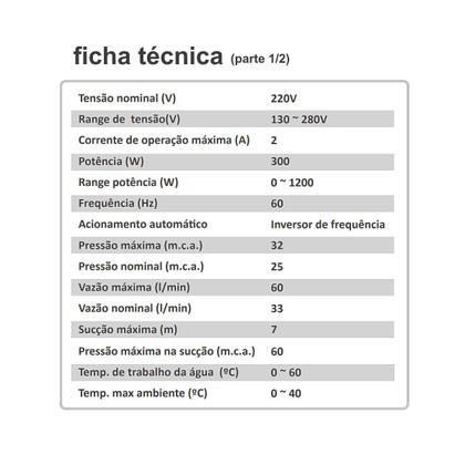 Imagem de Bomba Pressurizadora Inversora 1/2cv Smartpress 32 Komeco