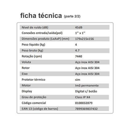 Imagem de Bomba Pressurizadora Inversora 1/2cv Smartpress 32 Komeco