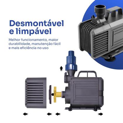Imagem de Bomba Submersa 5500LH 5m para Lago Aquário Fonte Cascata Chafariz Água Doce Salgada 110V