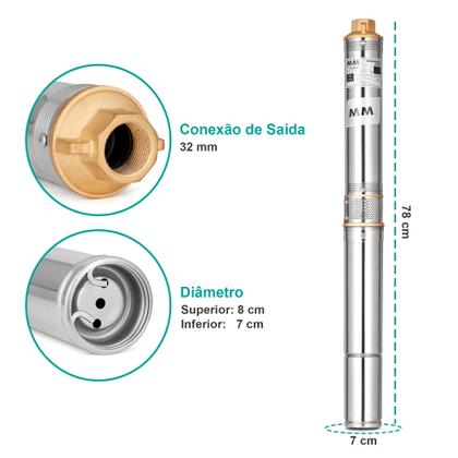 Imagem de Bomba Submersa Até 56m Poço Cisterna Água Alta Vazão Robusta