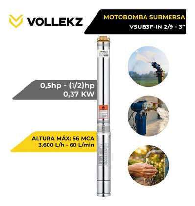 Imagem de Bomba Submersa Caneta Palito 3'' 1/2hp 3600 L/h 220v Vollekz