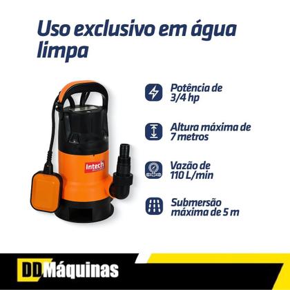 Imagem de Bomba Submersa Intech Machine BS750 3/4hp 110v 60Hz