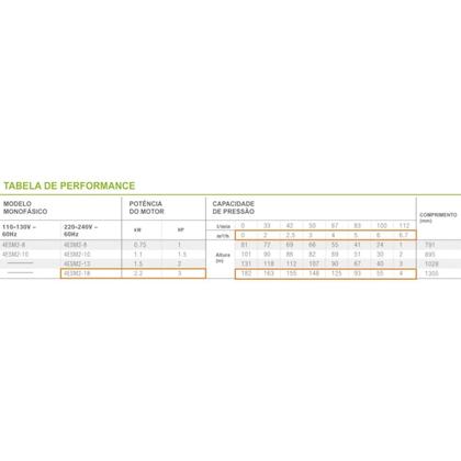 Imagem de Bomba Submersa Para Agua Limpa Eurobombas 4esm2-18 3cv 4 Polegadas Monofasico 220v Com Control Box
