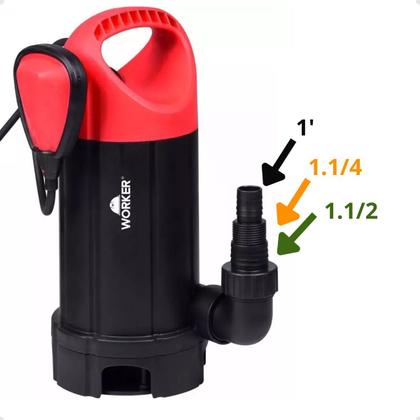 Imagem de Bomba Submersa Submersível Água Suja Limpa 1Hp 750W Worker