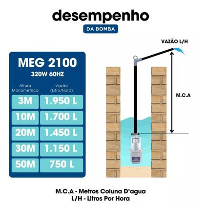 Imagem de Bomba submersa vibratória poço tipo sapo megbombas 1600220