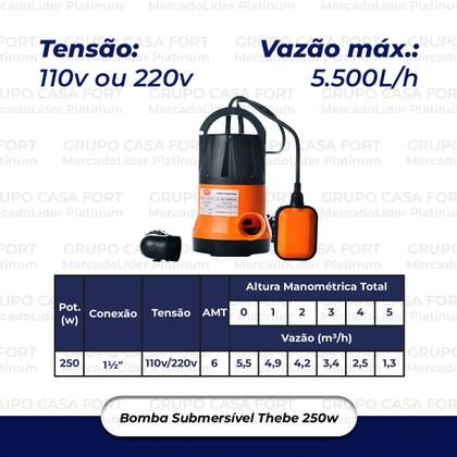 Imagem de Bomba Submersivel Thebe 250w para Esgoto com Boia Tsp-250n