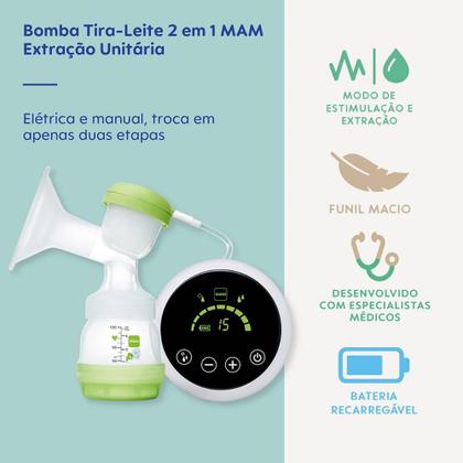 Imagem de Bomba tira-leite elétrica 2 em 1 mam unitaria bivolt