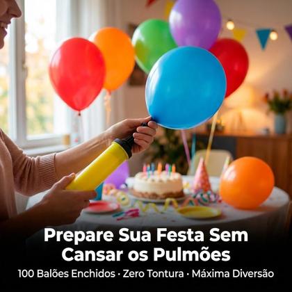 Imagem de Bomba Verde Para Inflar Balão Inflador Enchedor Bexiga Manual Para Festa