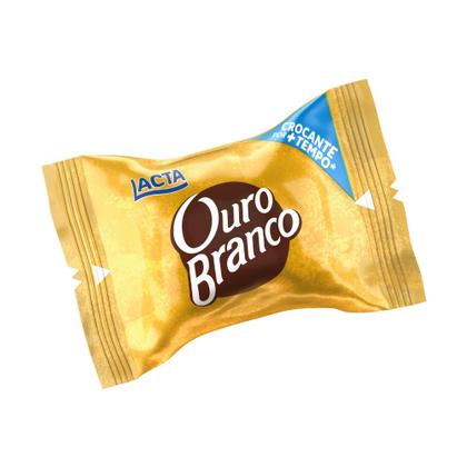 Imagem de Bombom com Recheio de Chocolate e Cobertura de Chocolate Branco Lacta Ouro Branco Pacote 1kg