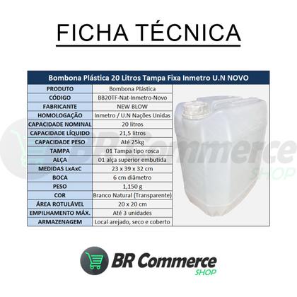 Imagem de Bombona Plástica 20l Nova Virgem Selo Inmetro Tampa Rosca