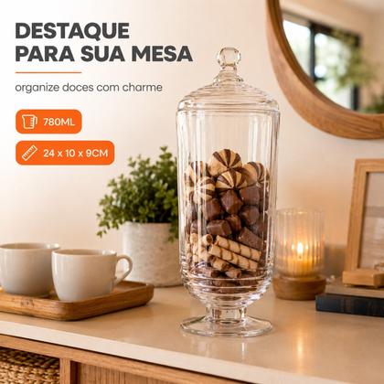 Imagem de Bomboniere De Vidro Com Tampa 780ml Para Doces E Bombons
