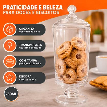 Imagem de Bomboniere De Vidro Com Tampa 780ml Para Doces E Bombons