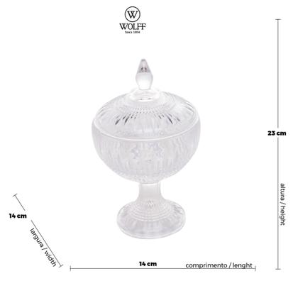 Imagem de Bomboniere Potiche de Cristal c/ Pé Queen 22 cm - Wolff