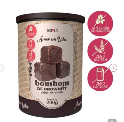 Imagem de Bombons de Brownfit Zero Açucar Cobertos com Chocolate Meio Amargo-Lata de 200g-Food4Fit