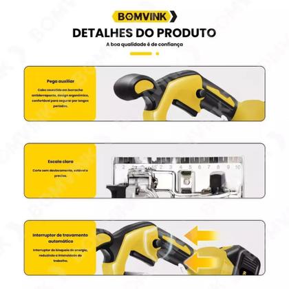 Imagem de BOMDER Professional BOM9706 serra circular kit 3 laminas 4 angulos ajustaveis bateria 21v