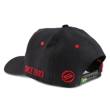 Imagem de Boné Aba Curva Snapback Preto Vermelho Cinza Shutt Unissex