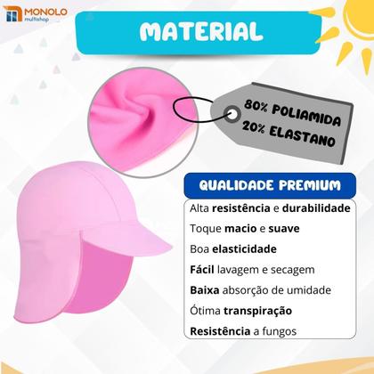 Imagem de Boné Bebê Proteção Solar UV 50+ UVA UVB Praia Piscina Menina e Menino